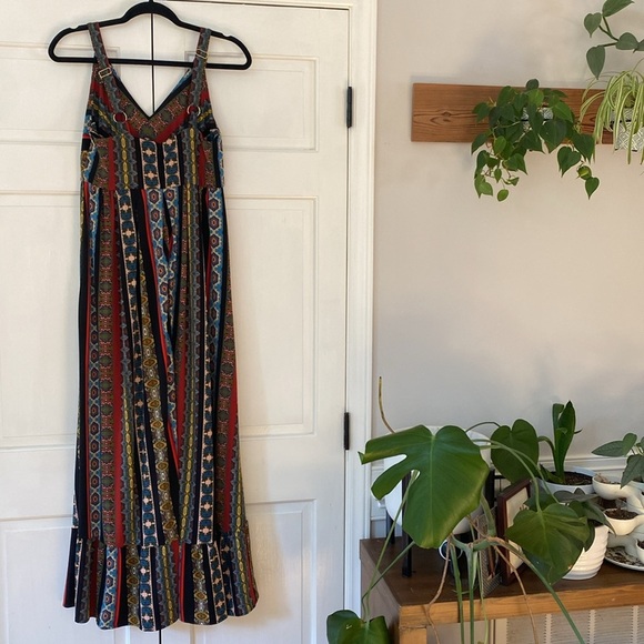 T. Tahari Maxi Dress Vintage Print Tile Paisley Homecoming Adjustable Size Small - Picture 6 of 11